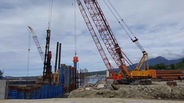 Pile Driving Works using Diesel Hammer